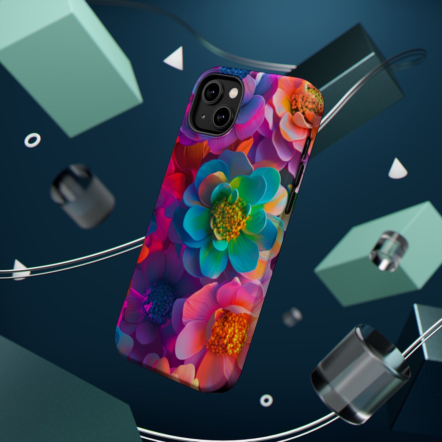 🌺 Vibrant Bloom Phone Case with 3D Neon Florals 🌺