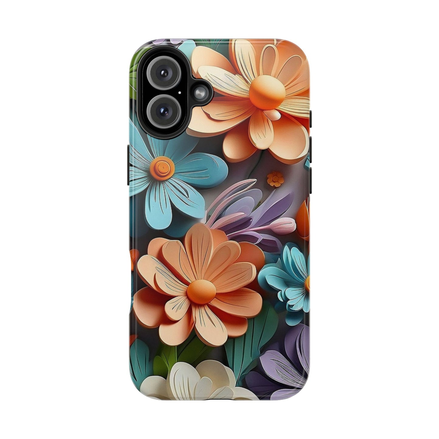 3D Floral iPhone Case 🌸 | Vibrant Layered Design, Shockproof Protection for iPhone 16 to 12 Pro Max