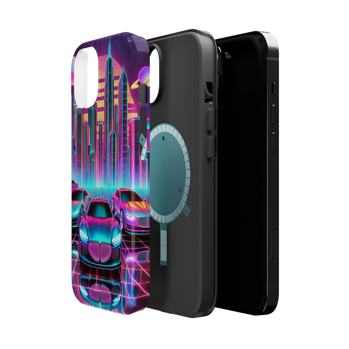 📱 Retro Futuristic Car & City Phone Case – MagSafe® Compatible 🚗🌆