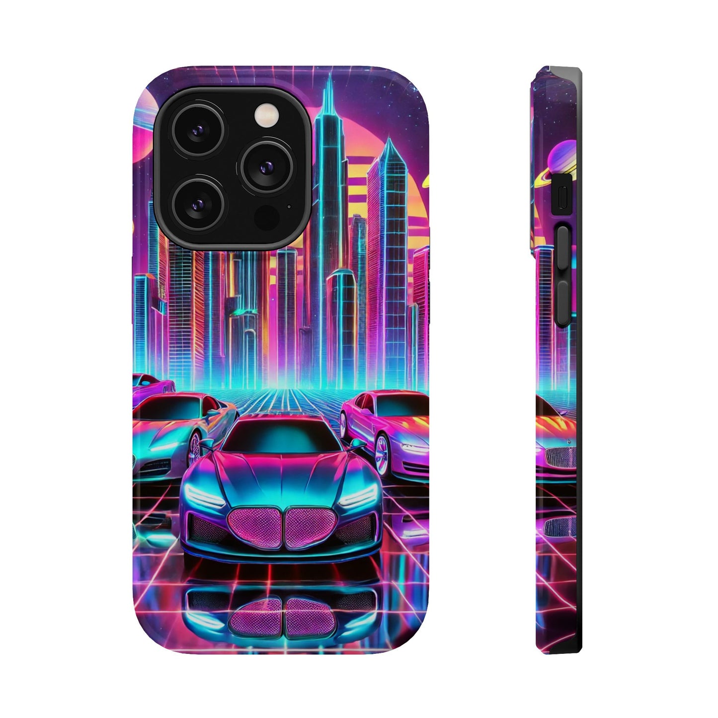 📱 Retro Futuristic Car & City Phone Case – MagSafe® Compatible 🚗🌆