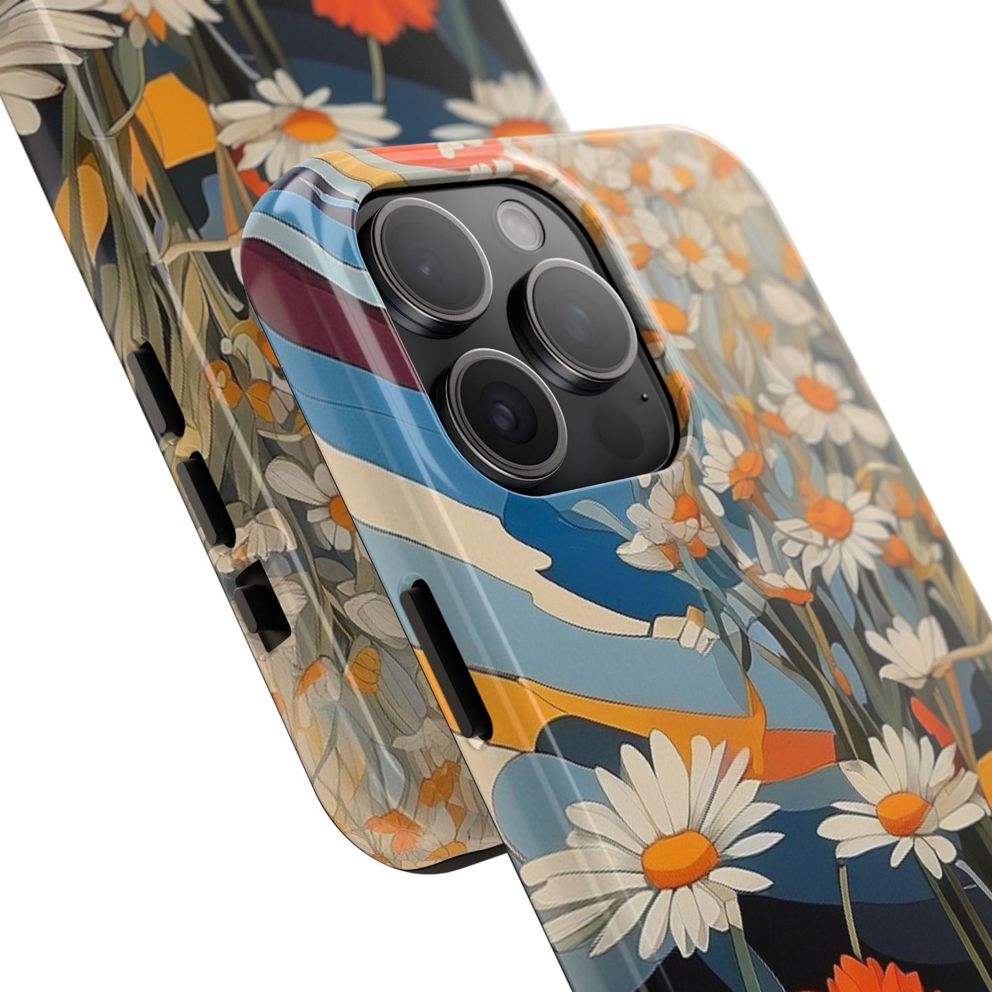 Floral Daisy iPhone Case 🌼 | Retro Botanical Design, Shockproof Protection for iPhone 16 to 12 Pro Max 📱