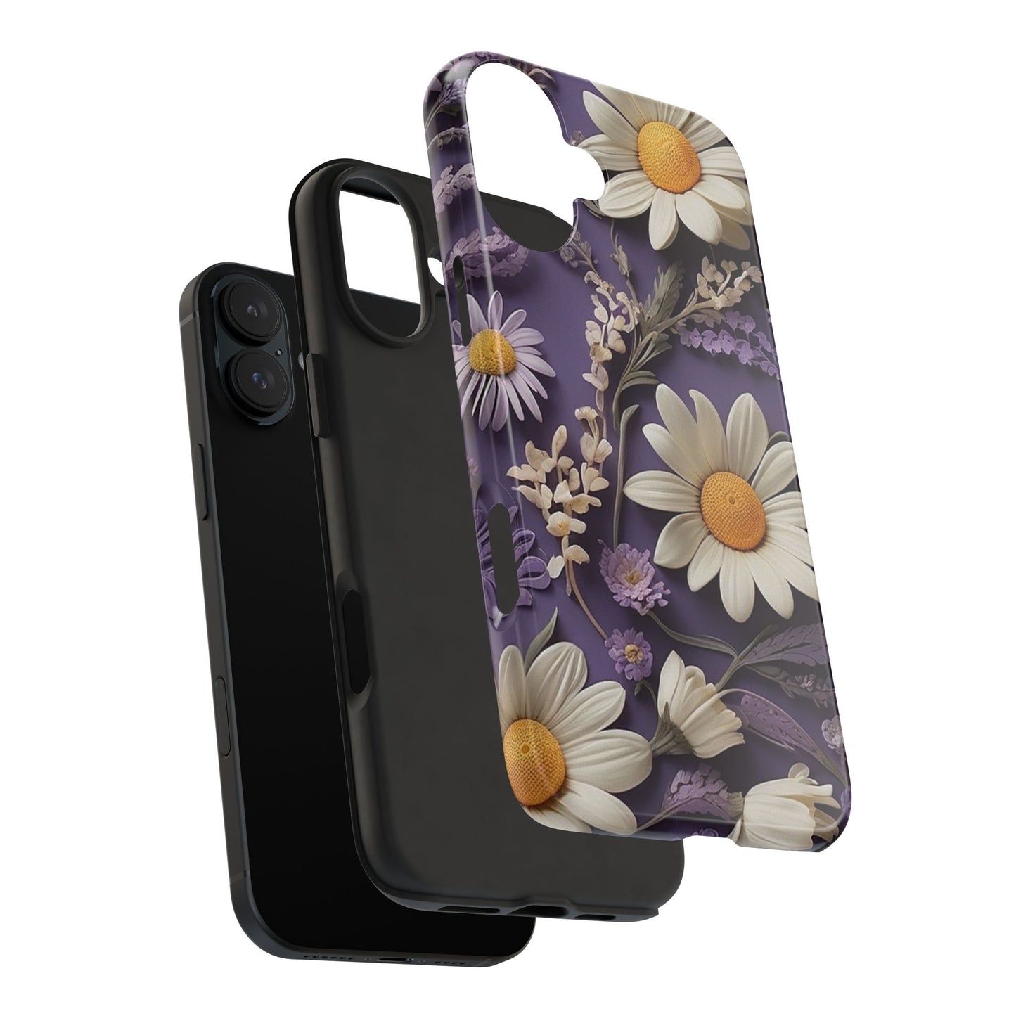 Lavender Daisy iPhone Case 🌼 | Elegant Floral Design, Shockproof Protection for iPhone 16 to 12 Pro Max 📱