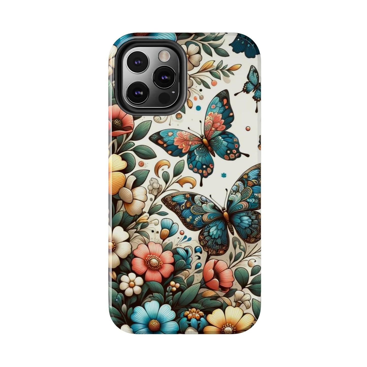 Butterfly & Floral iPhone Case 🦋 | Elegant Nature Design, Shockproof Protection for iPhone 16 to 12 Pro Max 📱