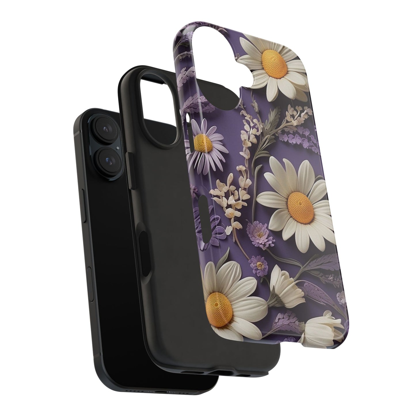 Lavender Daisy iPhone Case 🌼 | Elegant Floral Design, Shockproof Protection for iPhone 16 to 12 Pro Max 📱