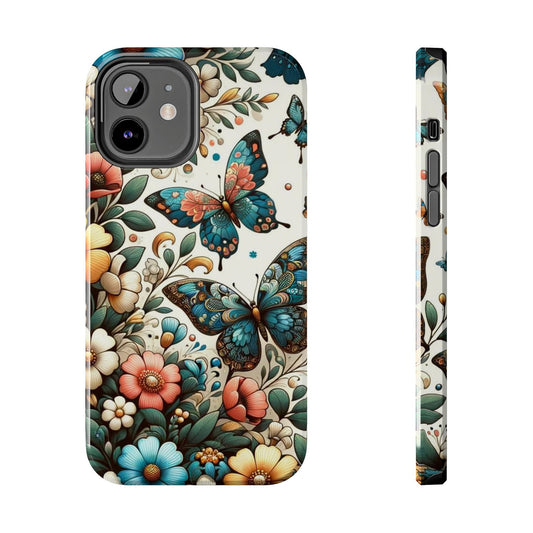 Butterfly & Floral iPhone Case 🦋 | Elegant Nature Design, Shockproof Protection for iPhone 16 to 12 Pro Max 📱