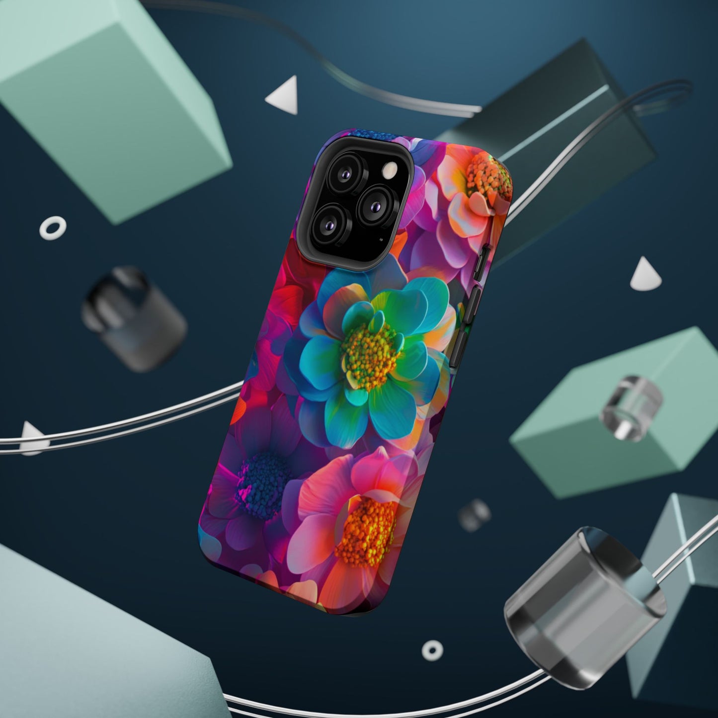 🌺 Vibrant Bloom Phone Case with 3D Neon Florals 🌺