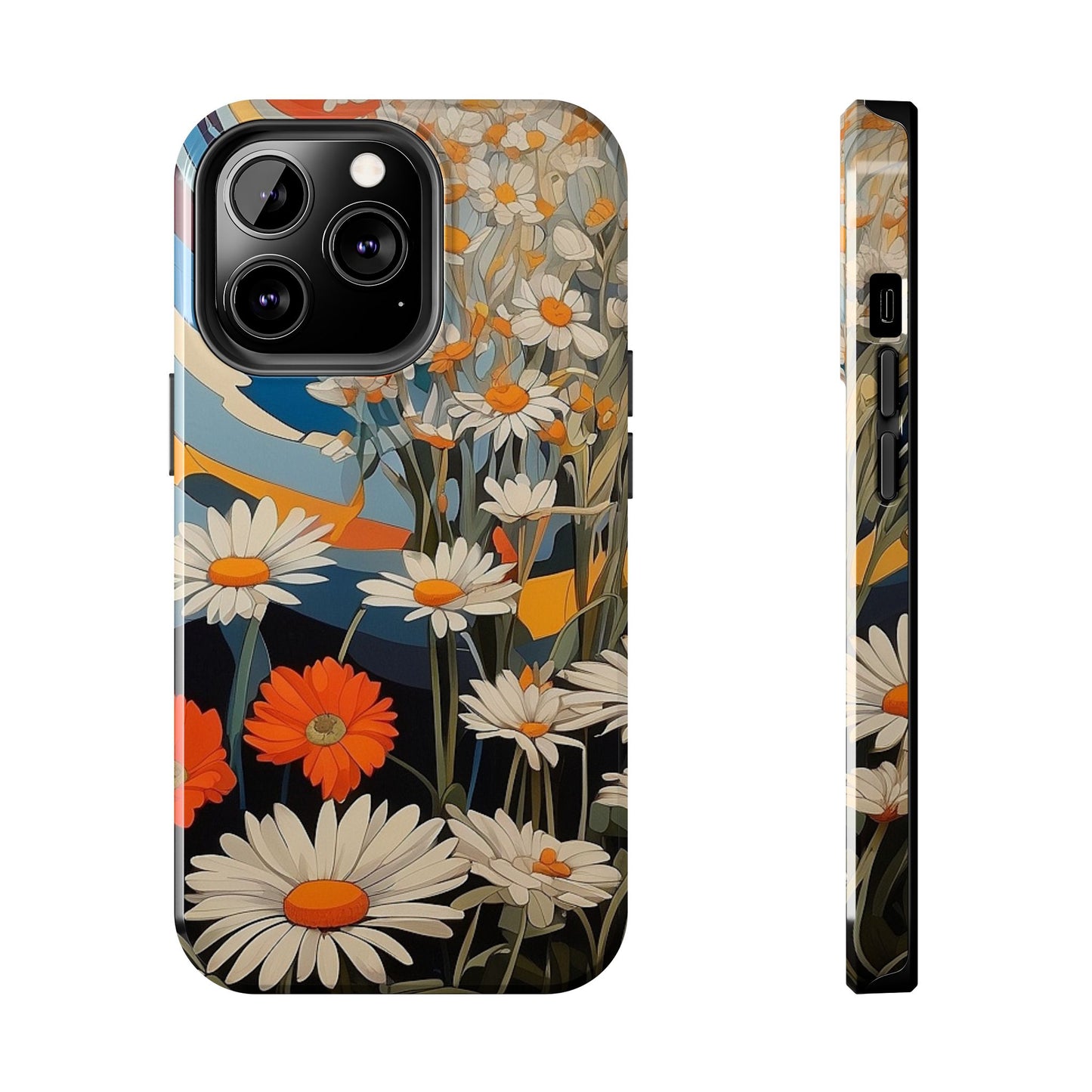 Floral Daisy iPhone Case 🌼 | Retro Botanical Design, Shockproof Protection for iPhone 16 to 12 Pro Max 📱