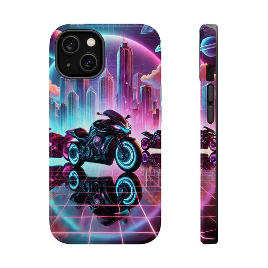 📱 Retro Futuristic Motorcycle Phone Case – MagSafe® Compatible 🏍️🌌