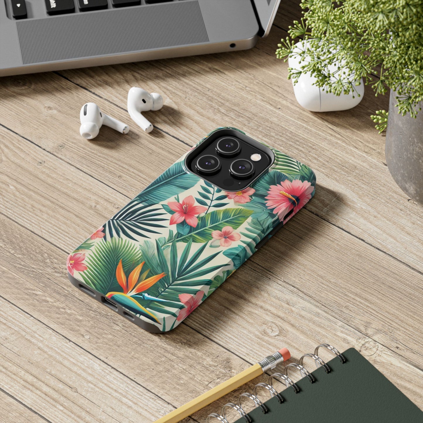 Tropical Paradise iPhone Case 🌺 | Vibrant Jungle Design, Shockproof Protection for iPhone 16 to 12 Pro Max