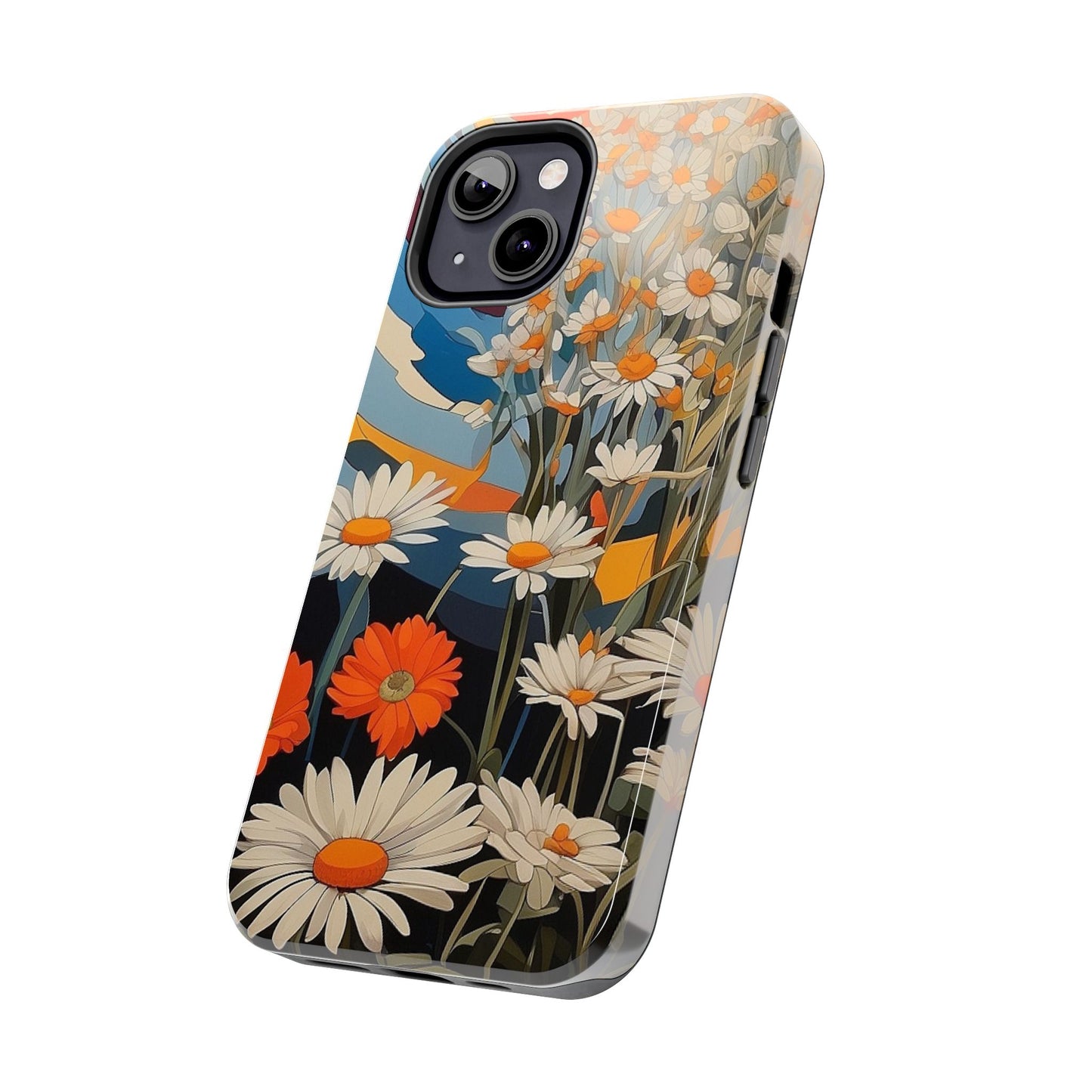 Floral Daisy iPhone Case 🌼 | Retro Botanical Design, Shockproof Protection for iPhone 16 to 12 Pro Max 📱