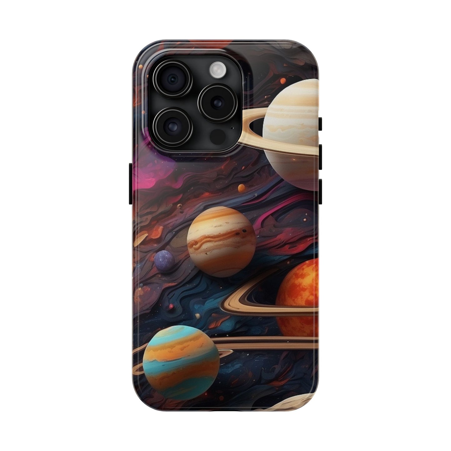 Galaxy Planet iPhone Case 🌌 | Cosmic Design, Shockproof Protection for iPhone 16 to 12 Pro Max