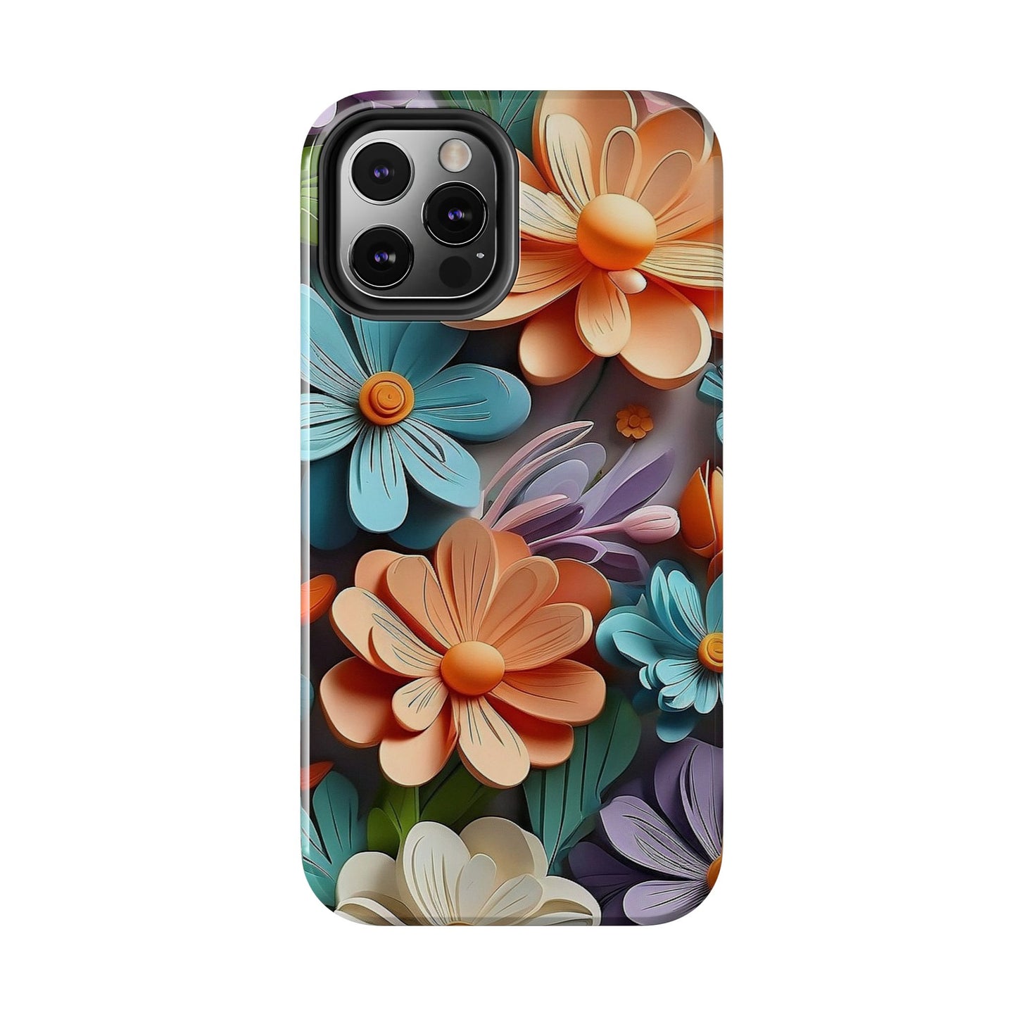 3D Floral iPhone Case 🌸 | Vibrant Layered Design, Shockproof Protection for iPhone 16 to 12 Pro Max