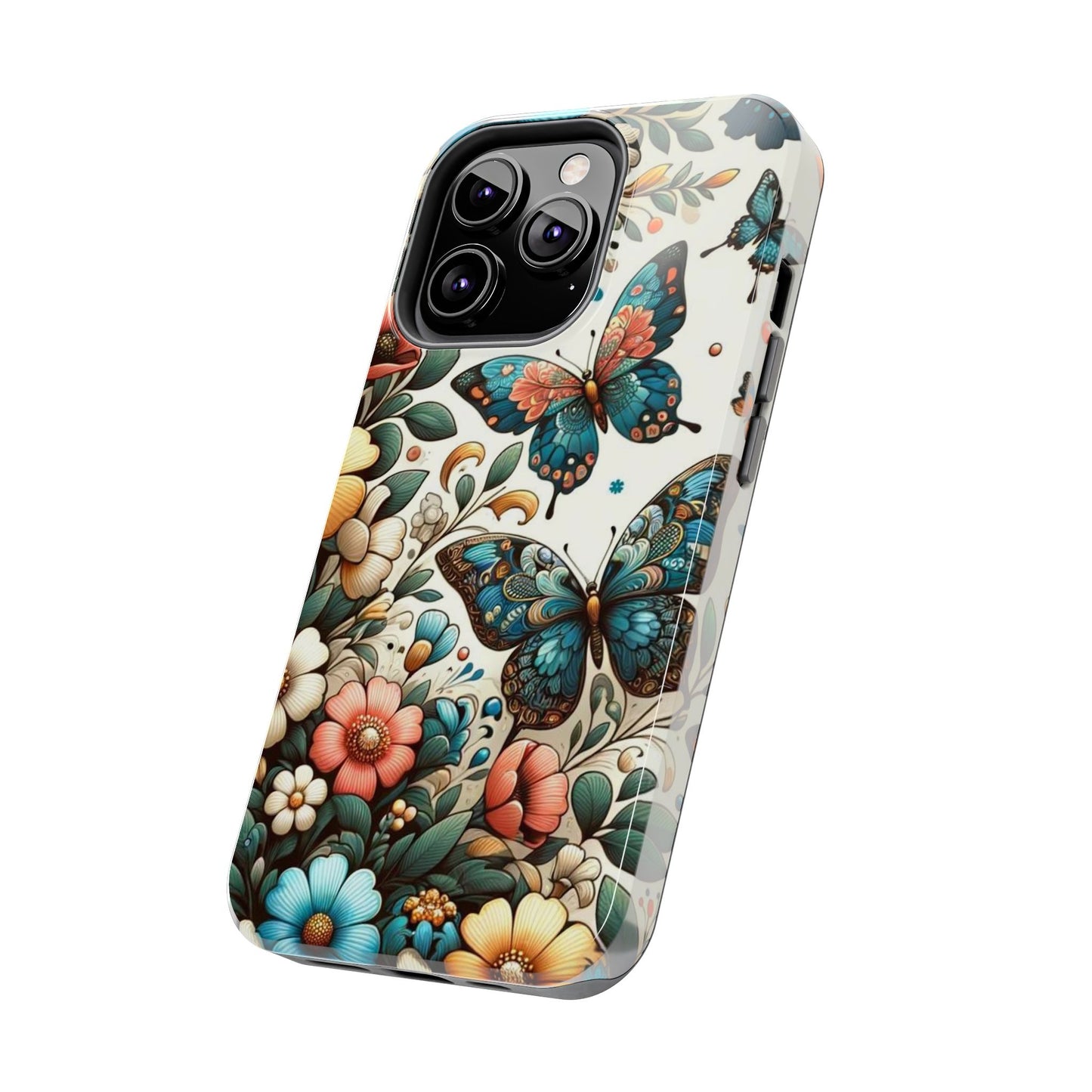 Butterfly & Floral iPhone Case 🦋 | Elegant Nature Design, Shockproof Protection for iPhone 16 to 12 Pro Max 📱