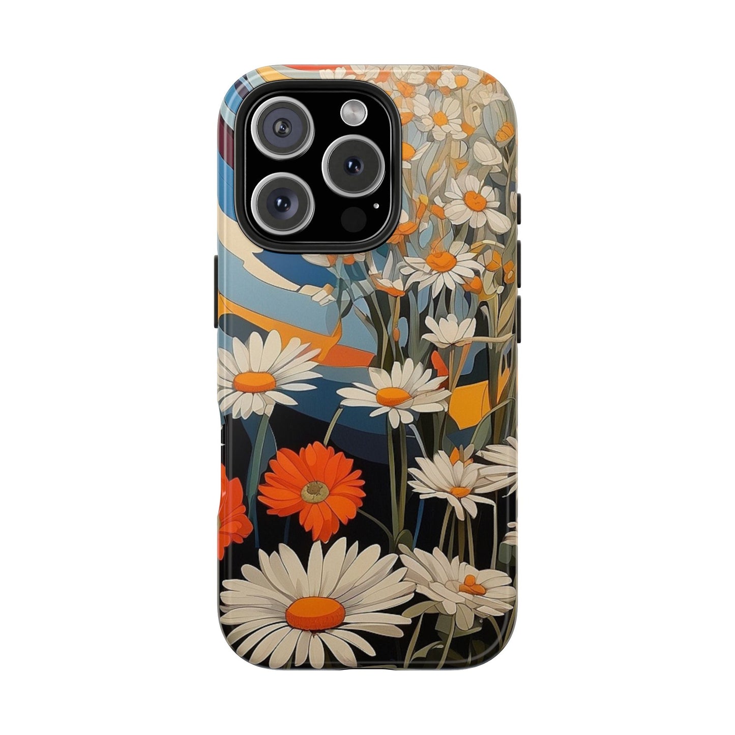 Floral Daisy iPhone Case 🌼 | Retro Botanical Design, Shockproof Protection for iPhone 16 to 12 Pro Max 📱