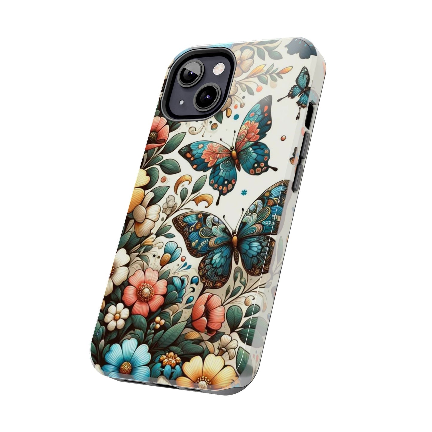 Butterfly & Floral iPhone Case 🦋 | Elegant Nature Design, Shockproof Protection for iPhone 16 to 12 Pro Max 📱