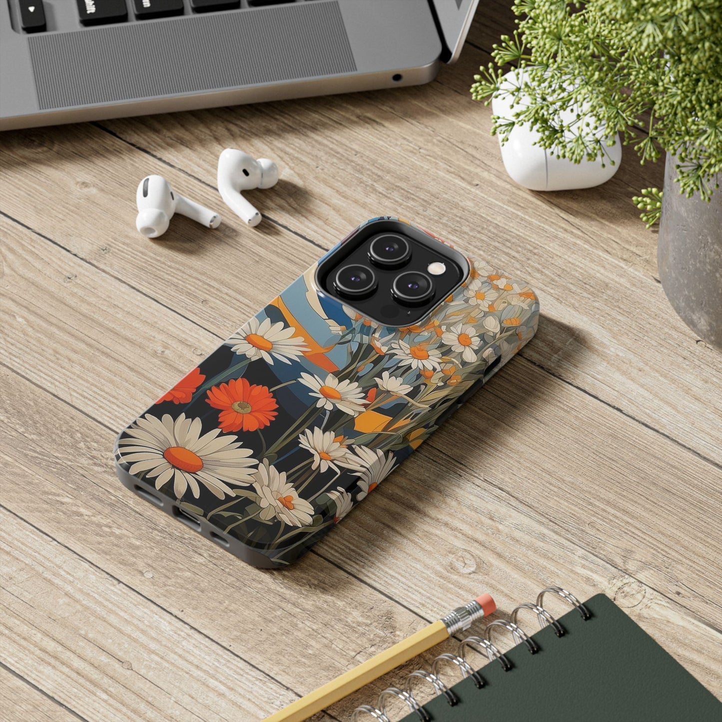 Floral Daisy iPhone Case 🌼 | Retro Botanical Design, Shockproof Protection for iPhone 16 to 12 Pro Max 📱