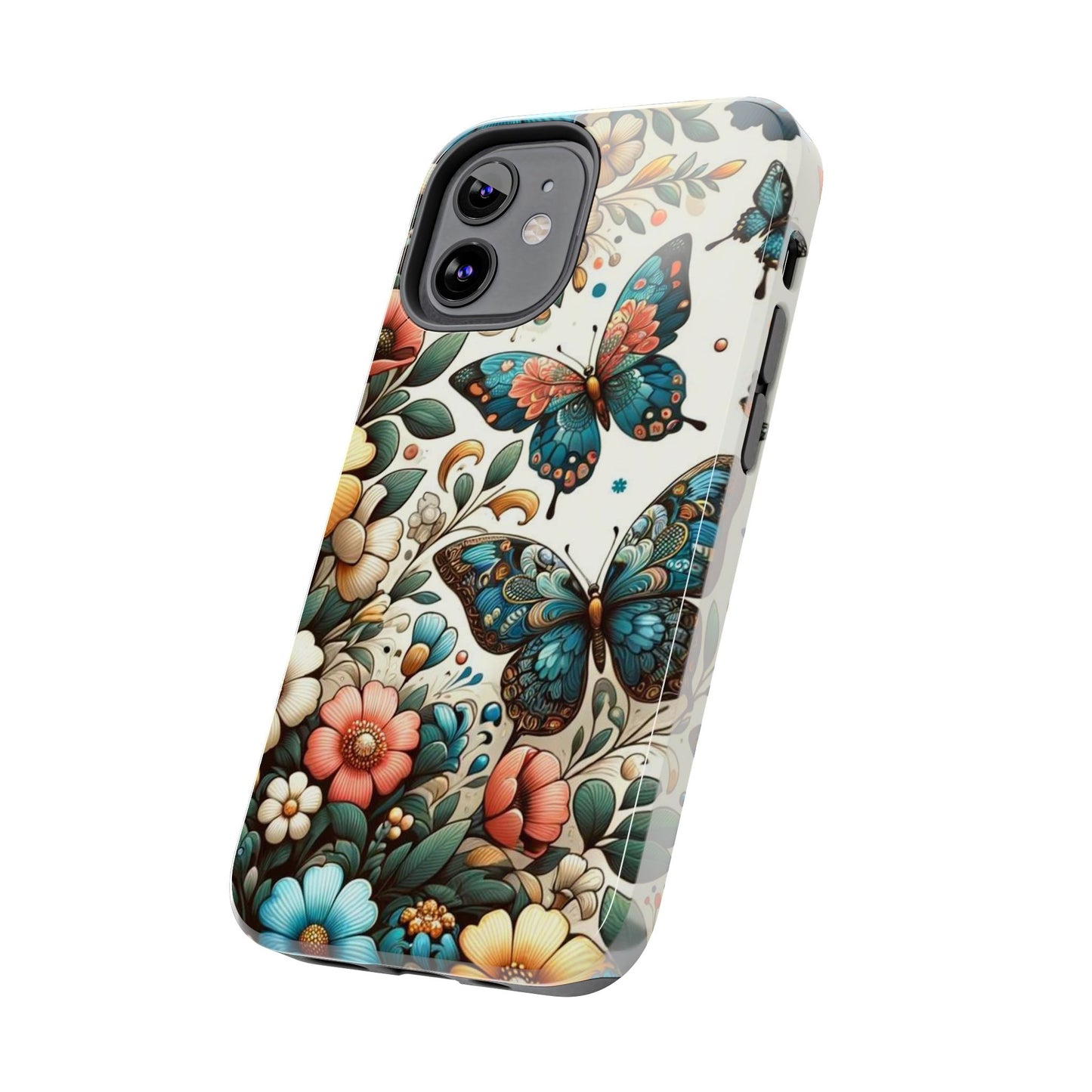 Butterfly & Floral iPhone Case 🦋 | Elegant Nature Design, Shockproof Protection for iPhone 16 to 12 Pro Max 📱