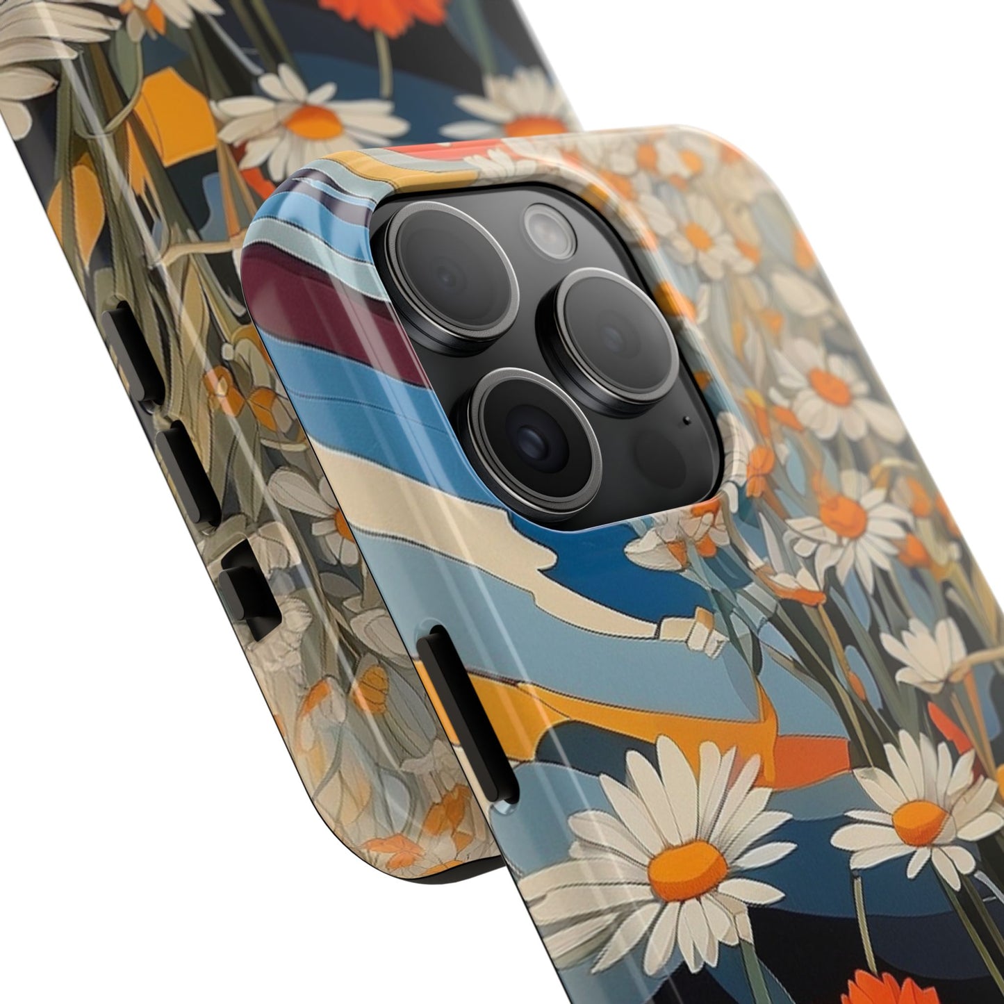 Floral Daisy iPhone Case 🌼 | Retro Botanical Design, Shockproof Protection for iPhone 16 to 12 Pro Max 📱