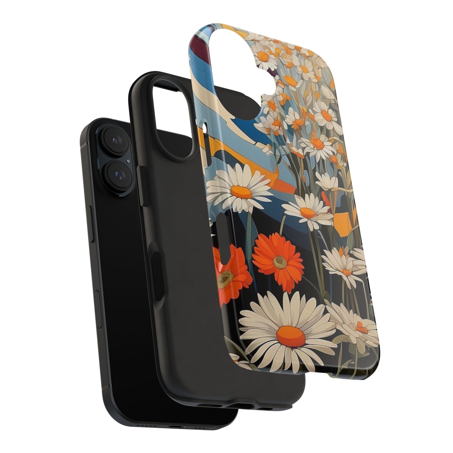 Floral Daisy iPhone Case 🌼 | Retro Botanical Design, Shockproof Protection for iPhone 16 to 12 Pro Max 📱