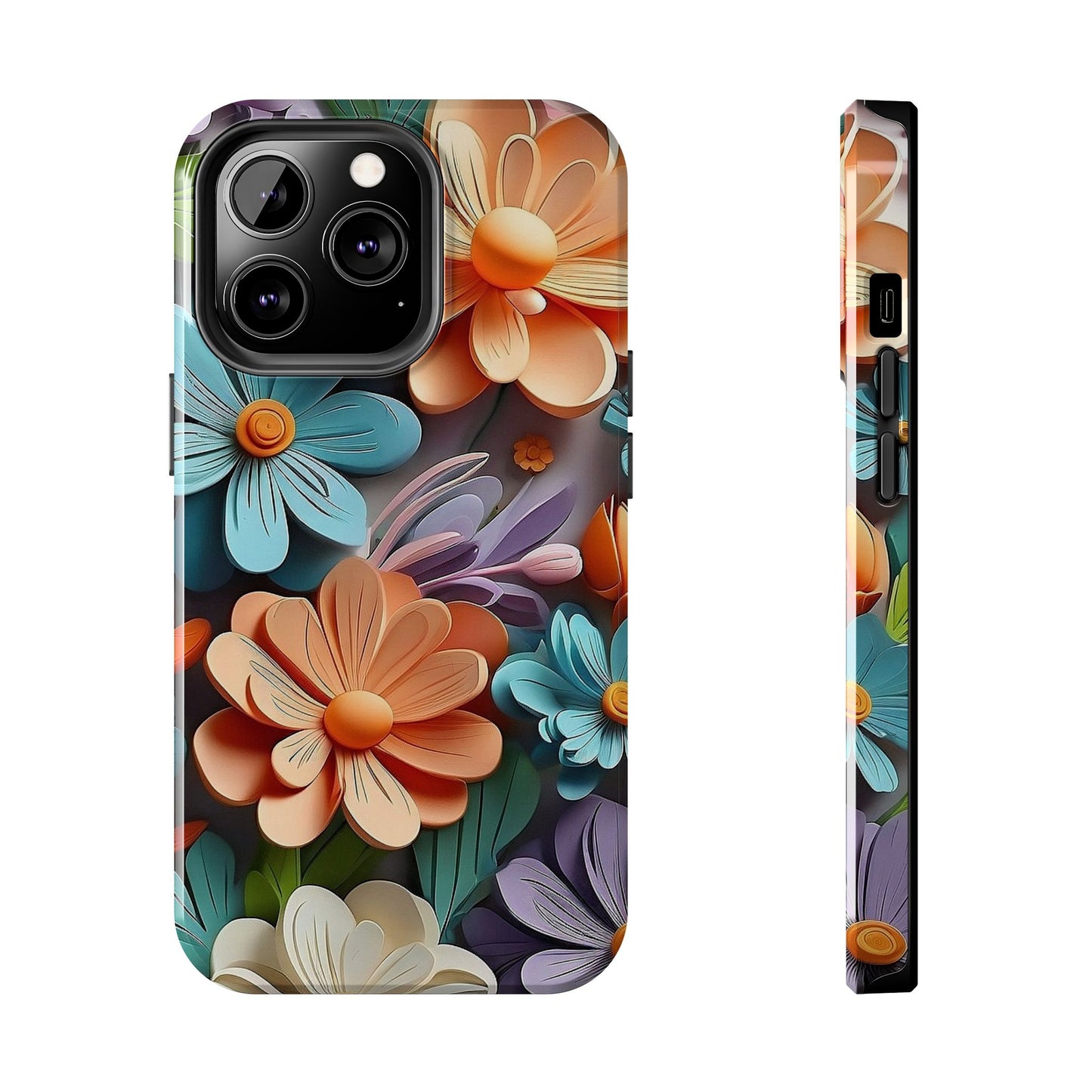 3D Floral iPhone Case 🌸 | Vibrant Layered Design, Shockproof Protection for iPhone 16 to 12 Pro Max