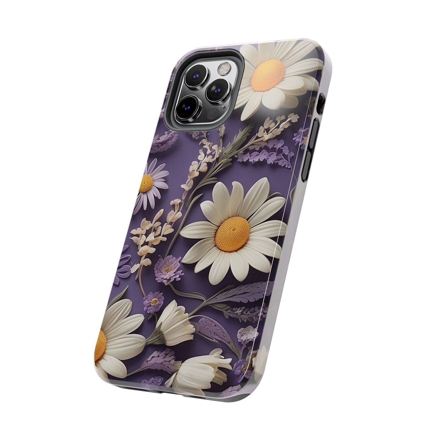 Lavender Daisy iPhone Case 🌼 | Elegant Floral Design, Shockproof Protection for iPhone 16 to 12 Pro Max 📱