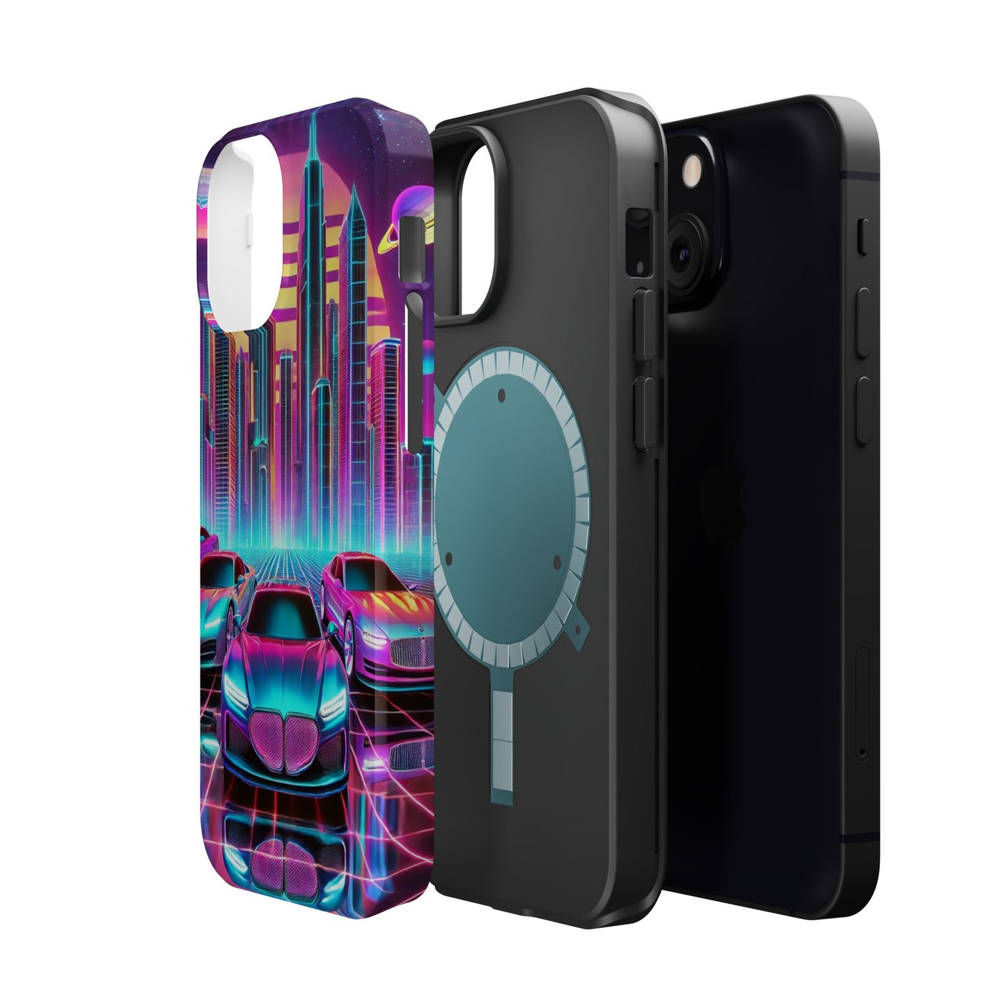 📱 Retro Futuristic Car & City Phone Case – MagSafe® Compatible 🚗🌆