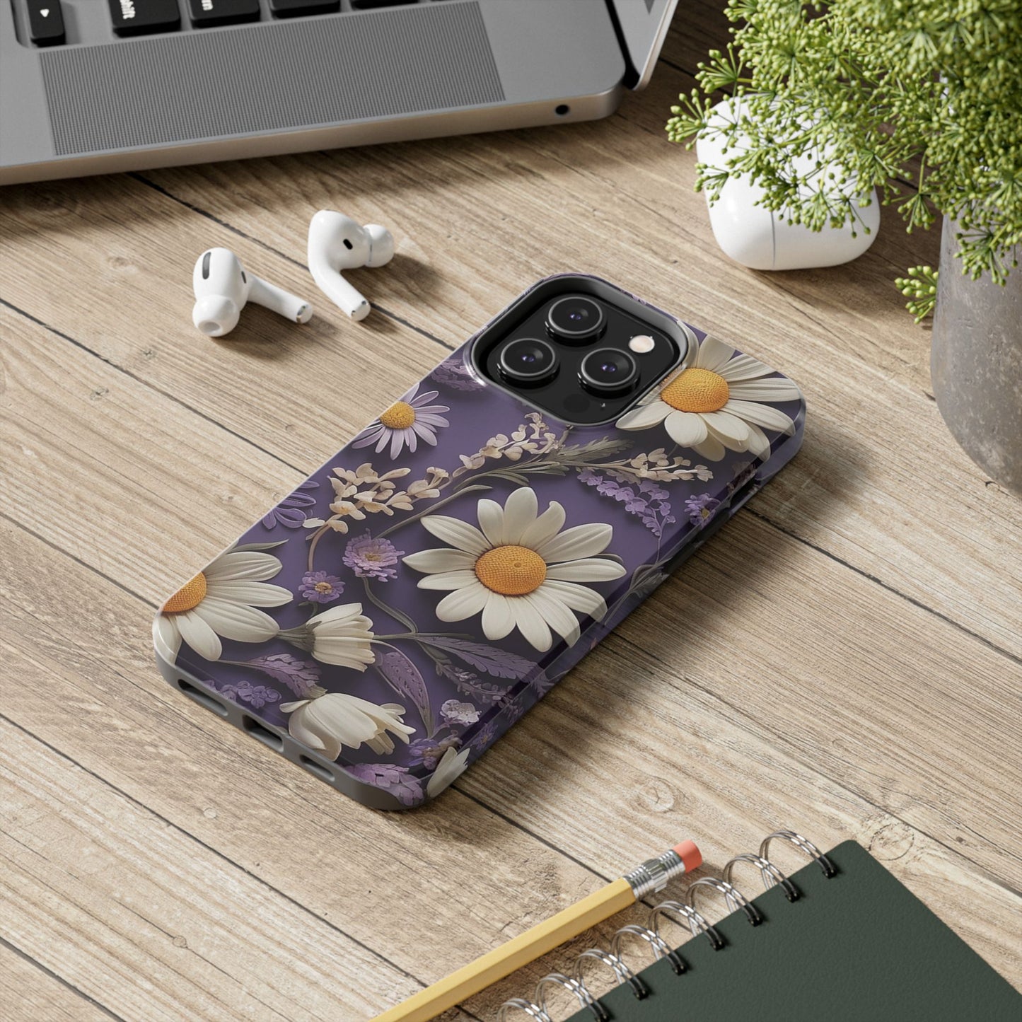 Lavender Daisy iPhone Case 🌼 | Elegant Floral Design, Shockproof Protection for iPhone 16 to 12 Pro Max 📱