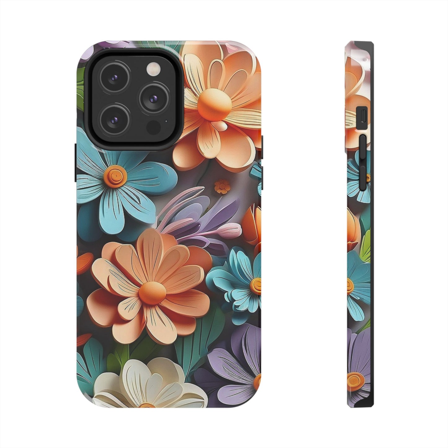 3D Floral iPhone Case 🌸 | Vibrant Layered Design, Shockproof Protection for iPhone 16 to 12 Pro Max