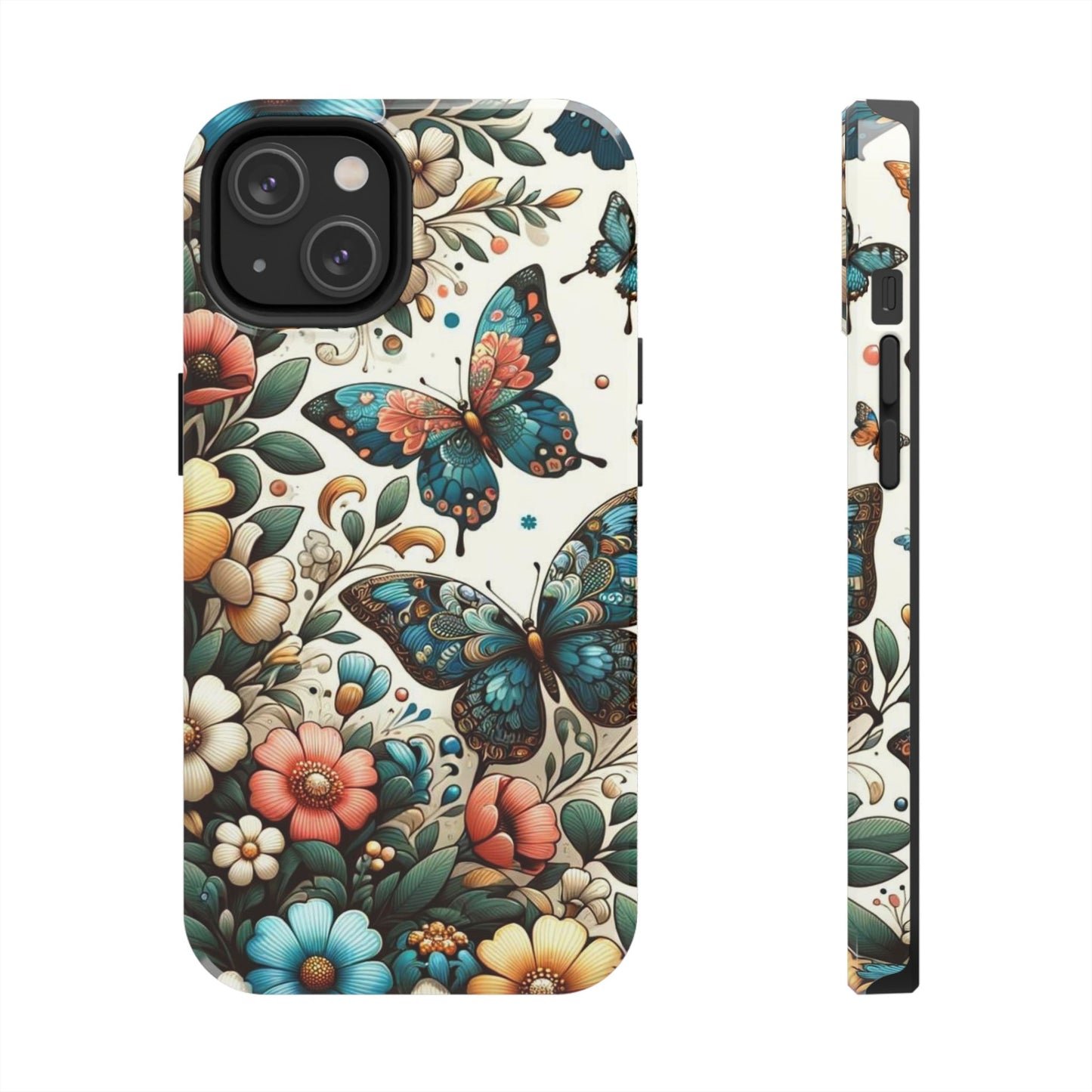 Butterfly & Floral iPhone Case 🦋 | Elegant Nature Design, Shockproof Protection for iPhone 16 to 12 Pro Max 📱