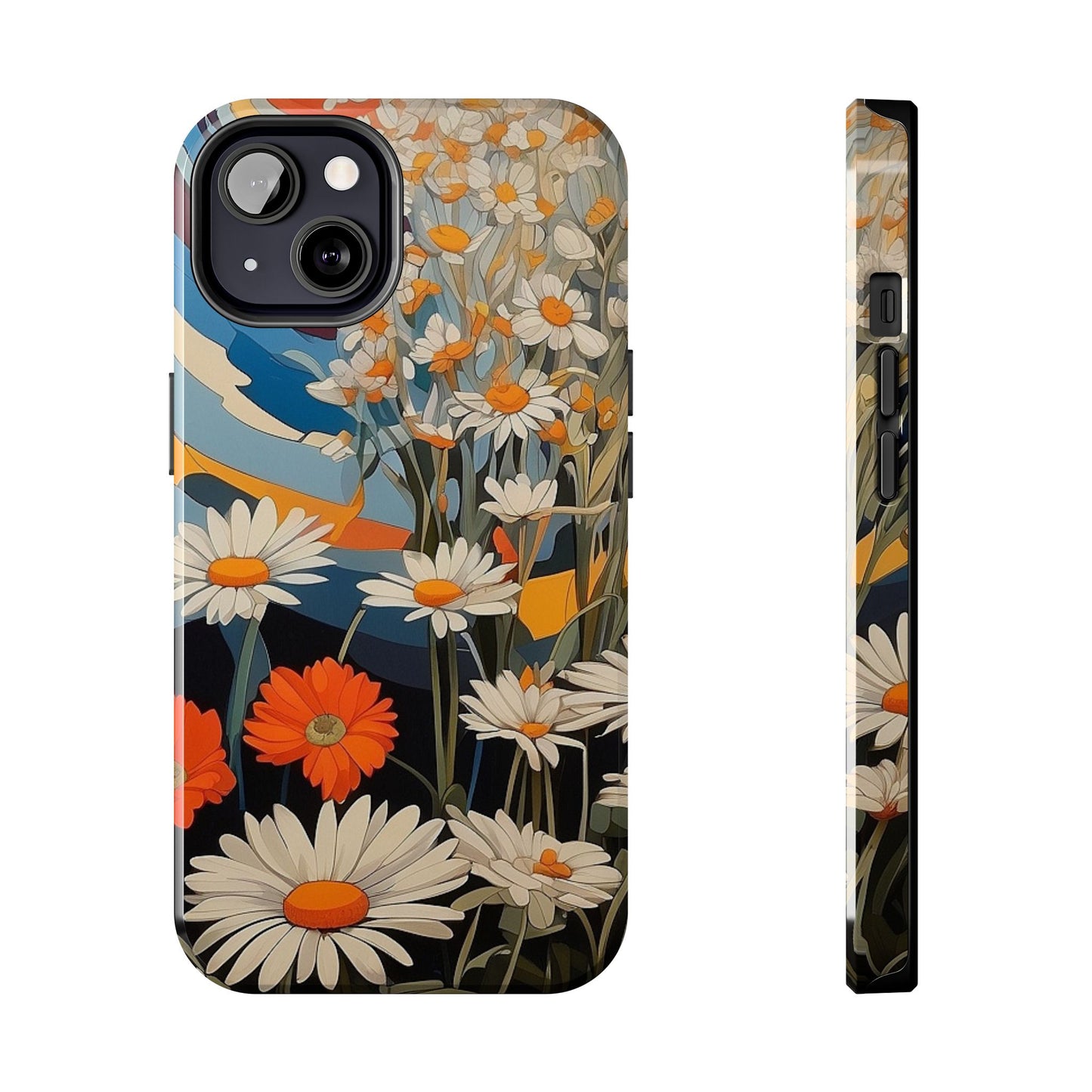 Floral Daisy iPhone Case 🌼 | Retro Botanical Design, Shockproof Protection for iPhone 16 to 12 Pro Max 📱