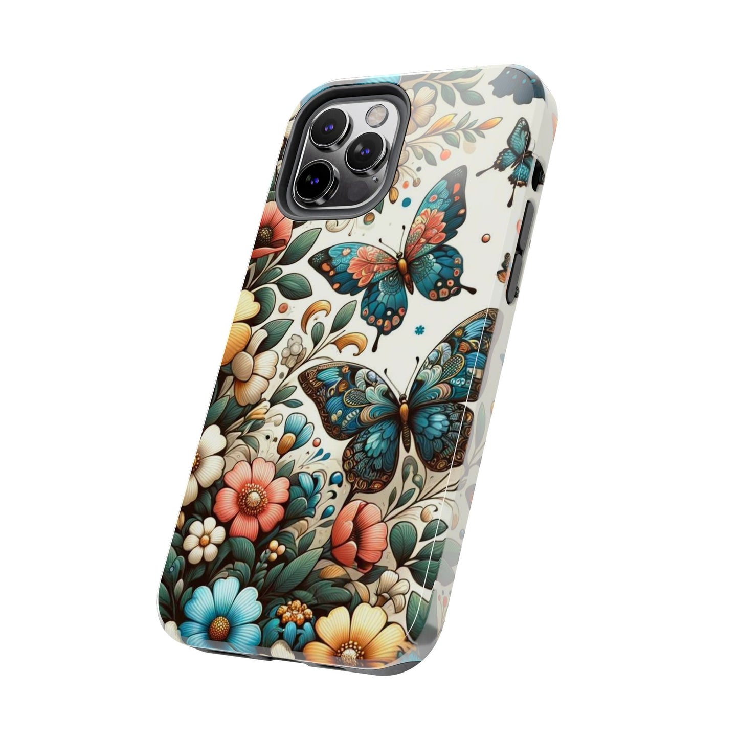 Butterfly & Floral iPhone Case 🦋 | Elegant Nature Design, Shockproof Protection for iPhone 16 to 12 Pro Max 📱