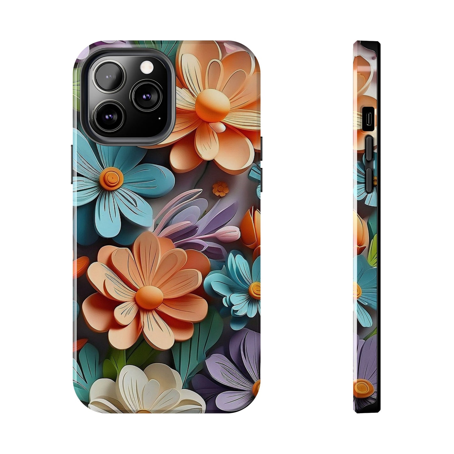 3D Floral iPhone Case 🌸 | Vibrant Layered Design, Shockproof Protection for iPhone 16 to 12 Pro Max