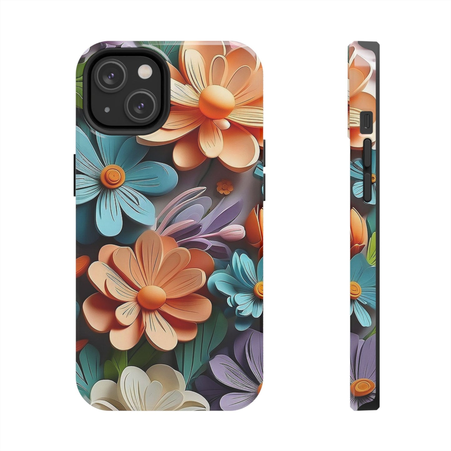 3D Floral iPhone Case 🌸 | Vibrant Layered Design, Shockproof Protection for iPhone 16 to 12 Pro Max