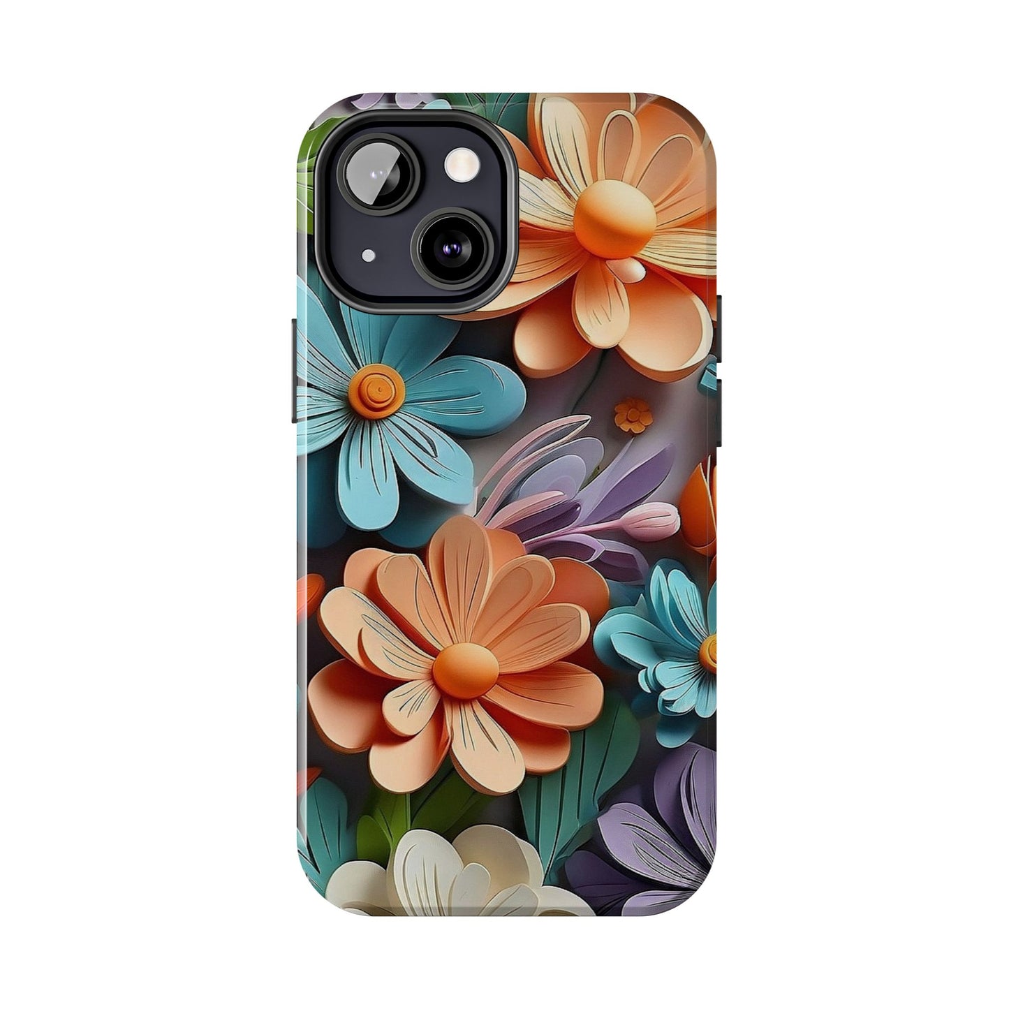 3D Floral iPhone Case 🌸 | Vibrant Layered Design, Shockproof Protection for iPhone 16 to 12 Pro Max