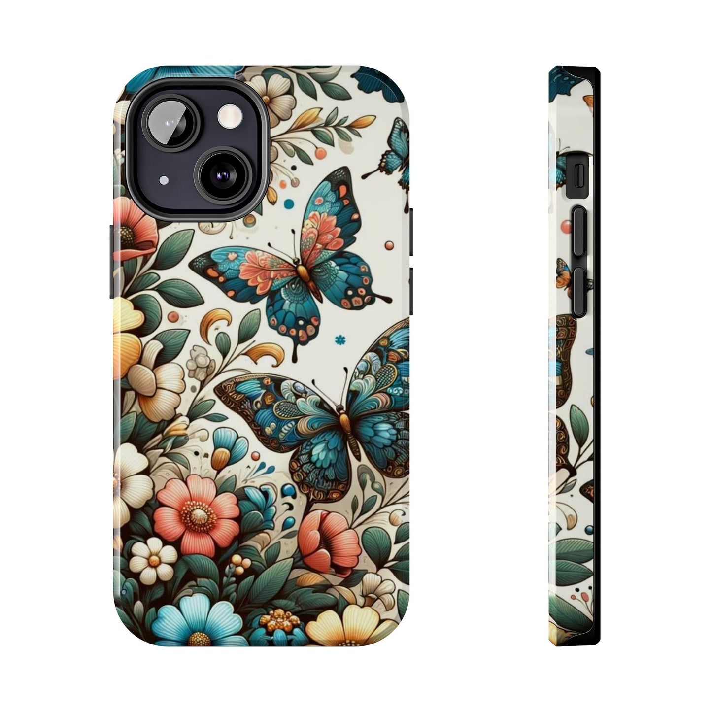 Butterfly & Floral iPhone Case 🦋 | Elegant Nature Design, Shockproof Protection for iPhone 16 to 12 Pro Max 📱