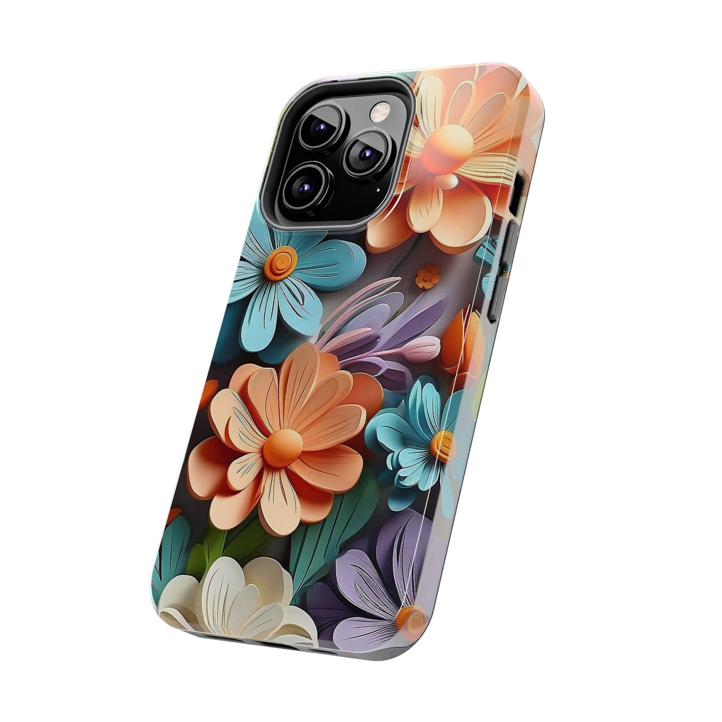 3D Floral iPhone Case 🌸 | Vibrant Layered Design, Shockproof Protection for iPhone 16 to 12 Pro Max