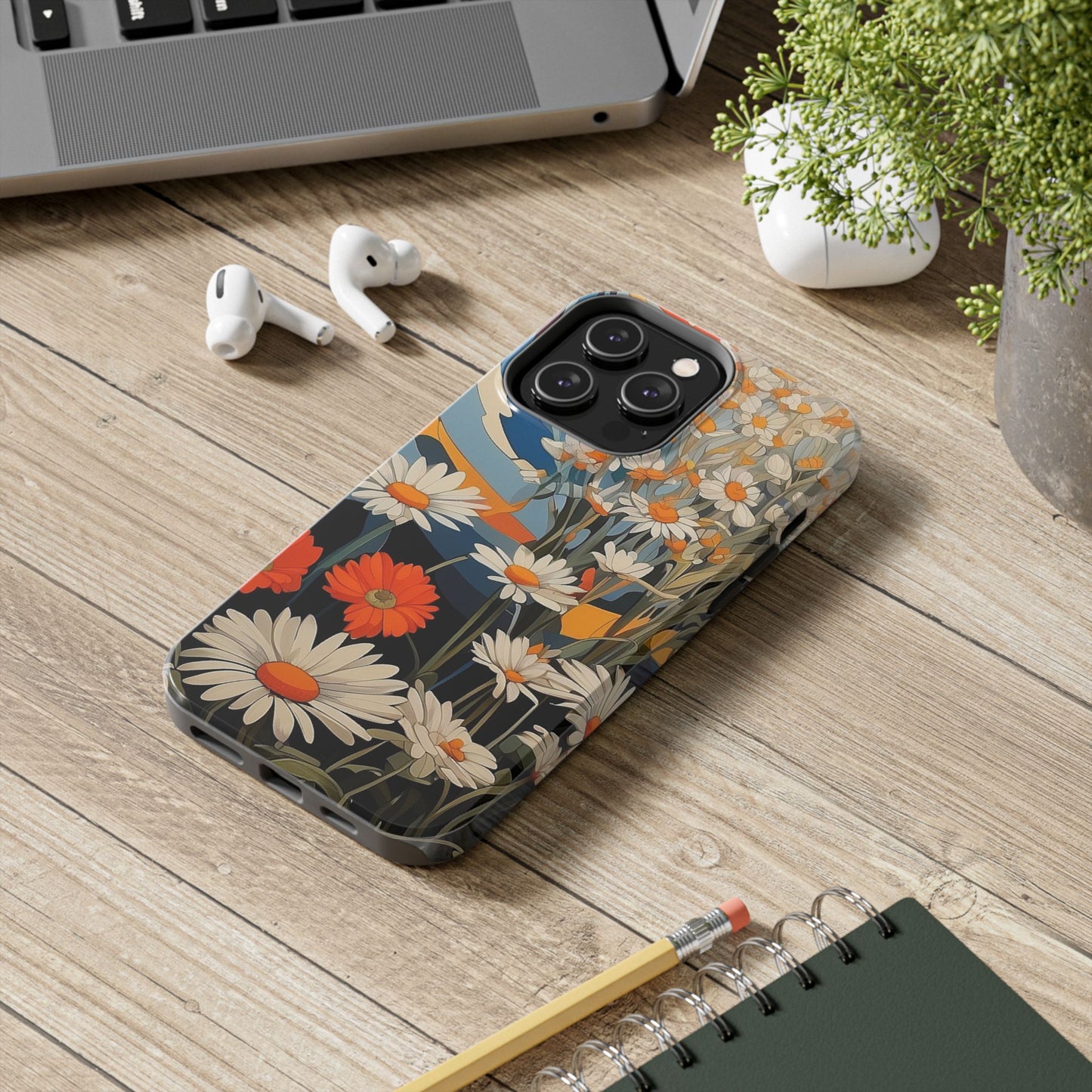 Floral Daisy iPhone Case 🌼 | Retro Botanical Design, Shockproof Protection for iPhone 16 to 12 Pro Max 📱