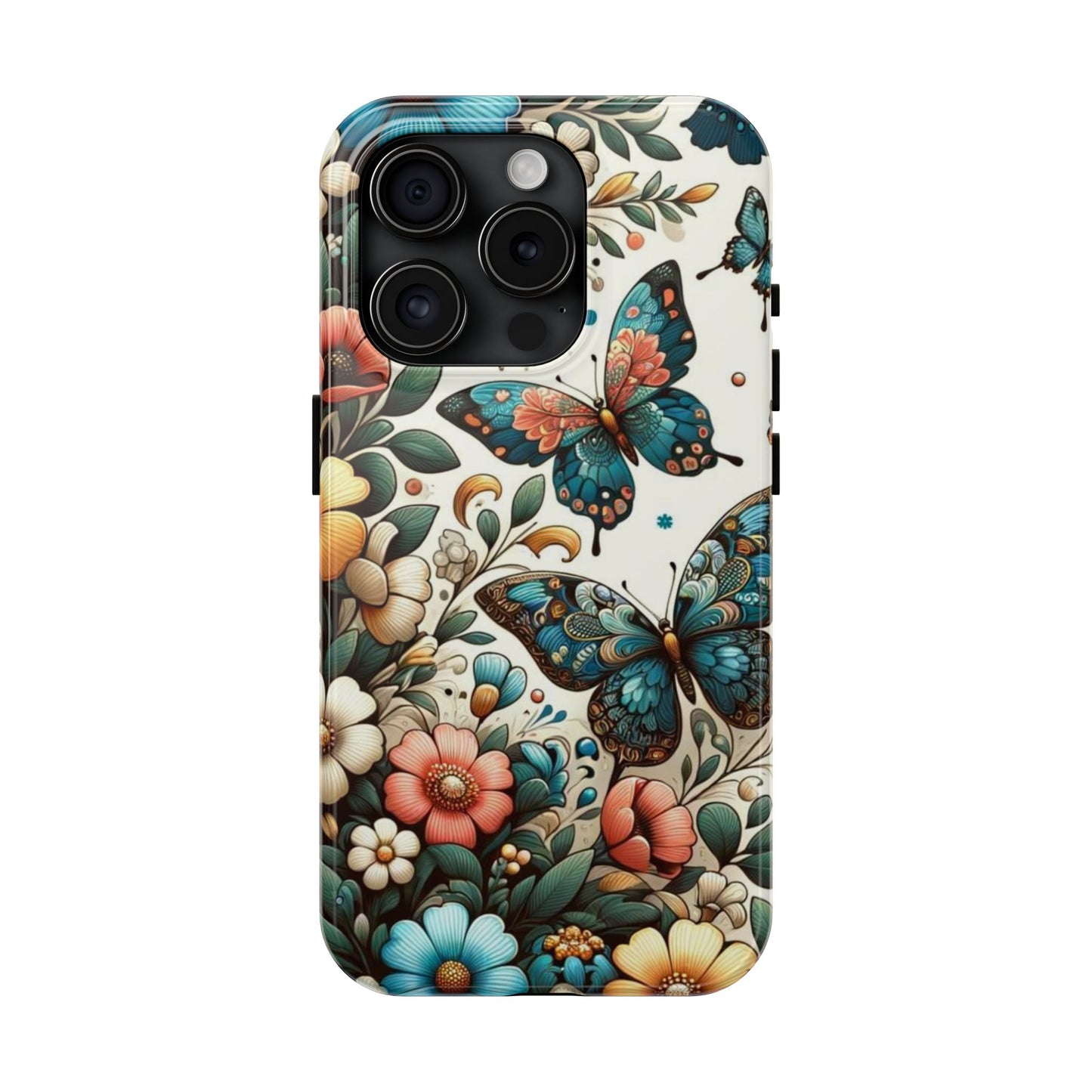 Butterfly & Floral iPhone Case 🦋 | Elegant Nature Design, Shockproof Protection for iPhone 16 to 12 Pro Max 📱