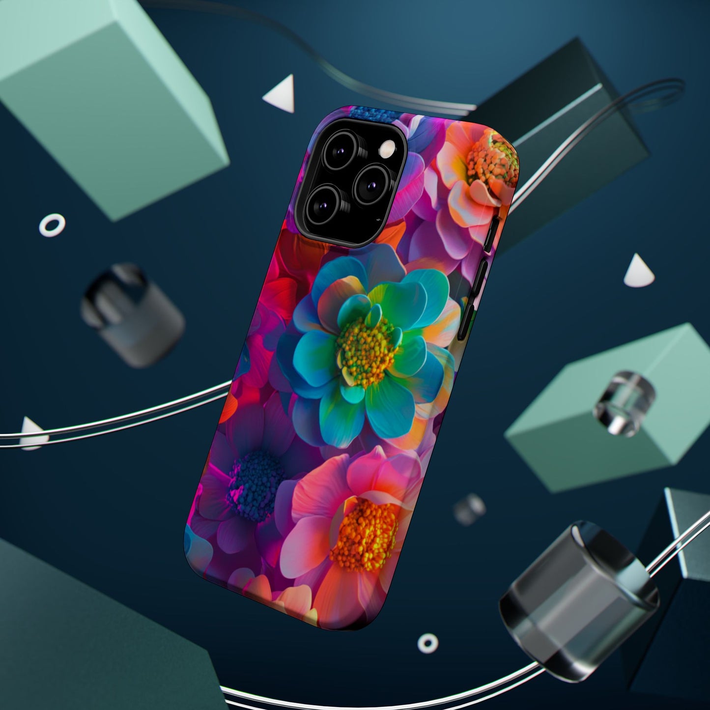 🌺 Vibrant Bloom Phone Case with 3D Neon Florals 🌺