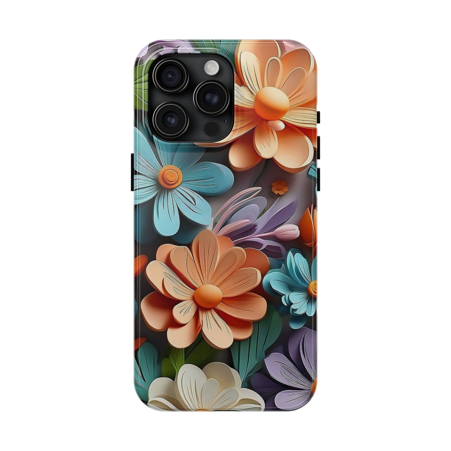 3D Floral iPhone Case 🌸 | Vibrant Layered Design, Shockproof Protection for iPhone 16 to 12 Pro Max