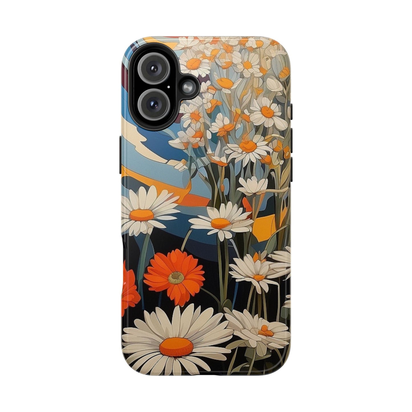 Floral Daisy iPhone Case 🌼 | Retro Botanical Design, Shockproof Protection for iPhone 16 to 12 Pro Max 📱