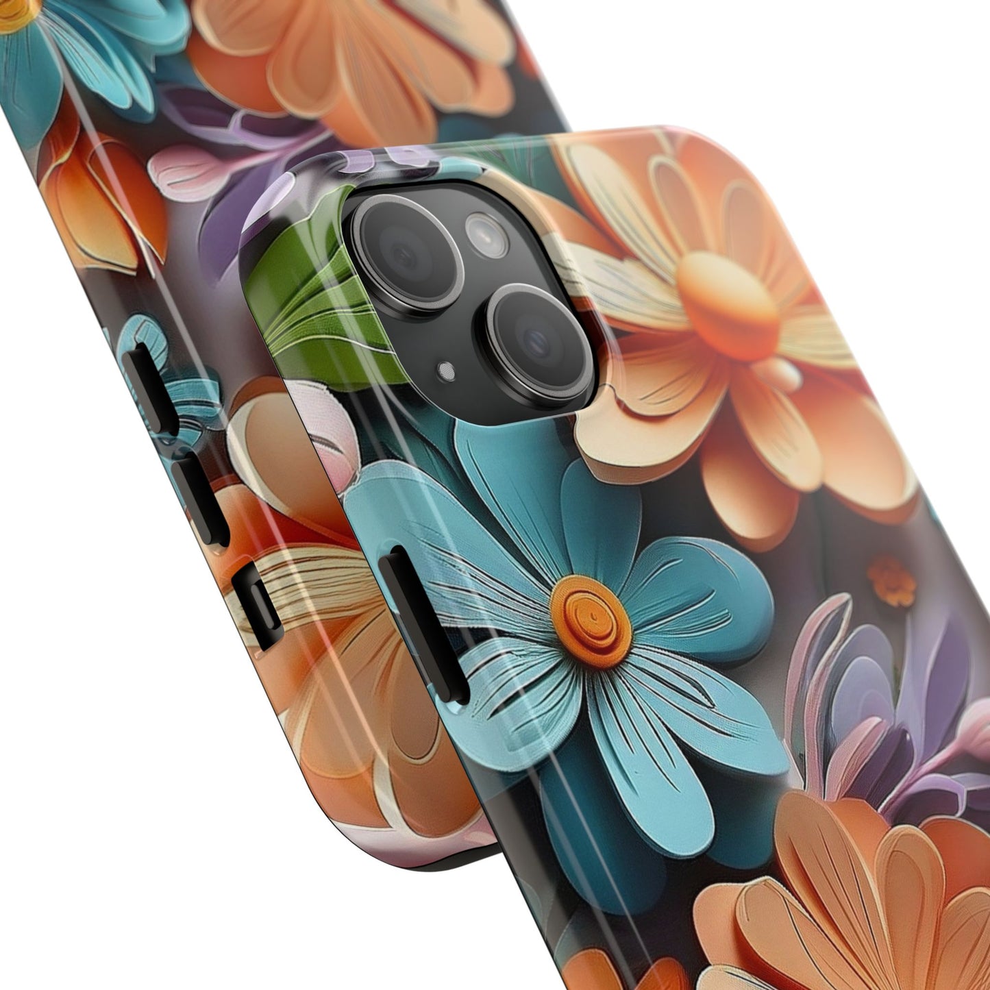 3D Floral iPhone Case 🌸 | Vibrant Layered Design, Shockproof Protection for iPhone 16 to 12 Pro Max