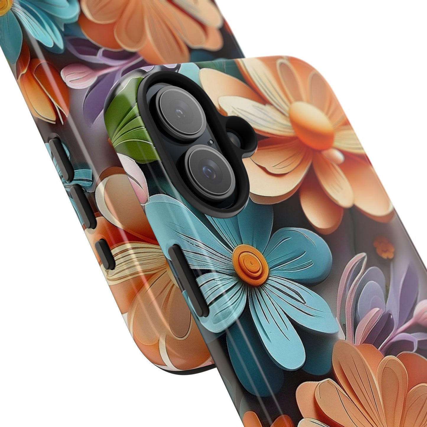 3D Floral iPhone Case 🌸 | Vibrant Layered Design, Shockproof Protection for iPhone 16 to 12 Pro Max