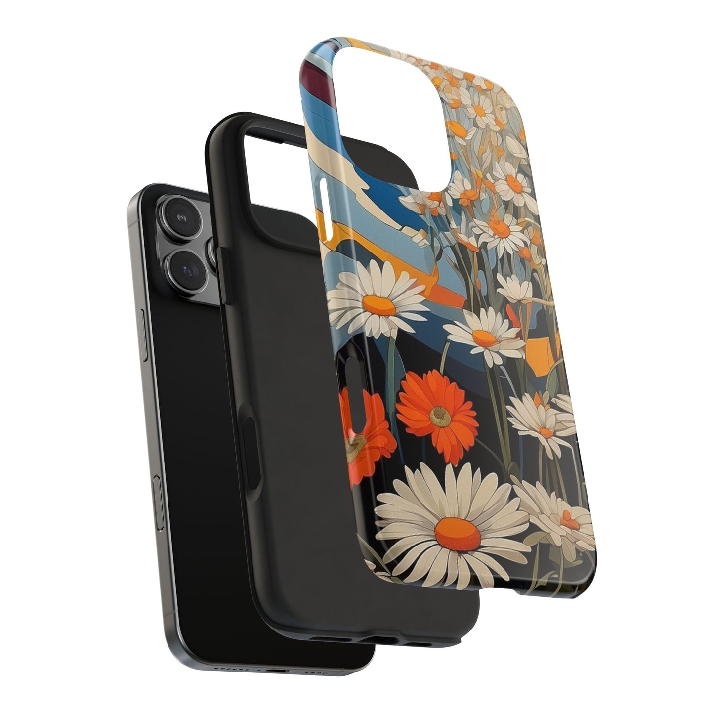 Floral Daisy iPhone Case 🌼 | Retro Botanical Design, Shockproof Protection for iPhone 16 to 12 Pro Max 📱